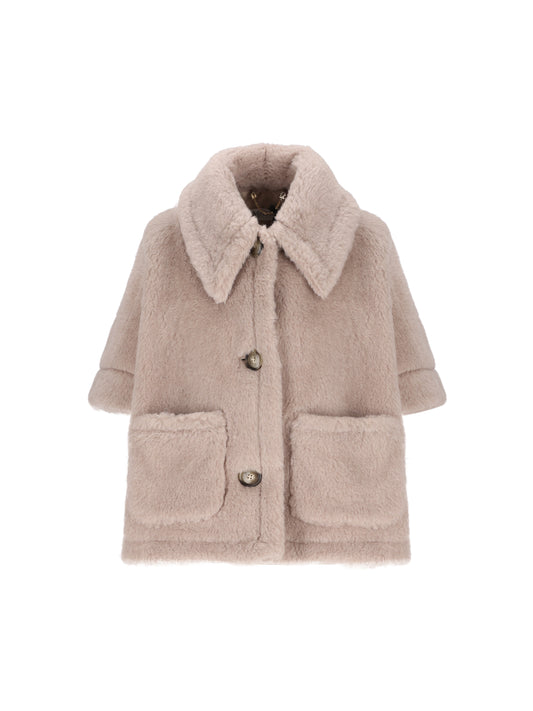 MAX MARA｜Cappa boxy in Teddy di alpaca e lana 
