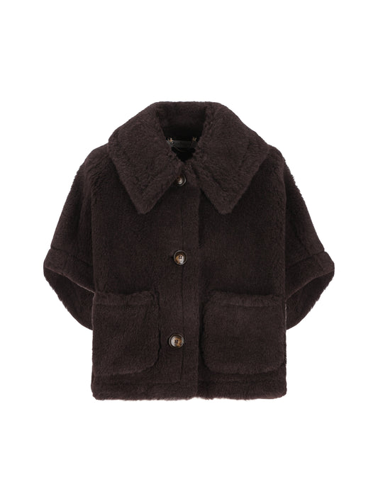 MAX MARA｜Cappa boxy in Teddy di alpaca e lana