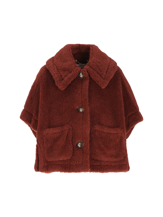 MAX MARA｜Cappa boxy in Teddy di alpaca e lana