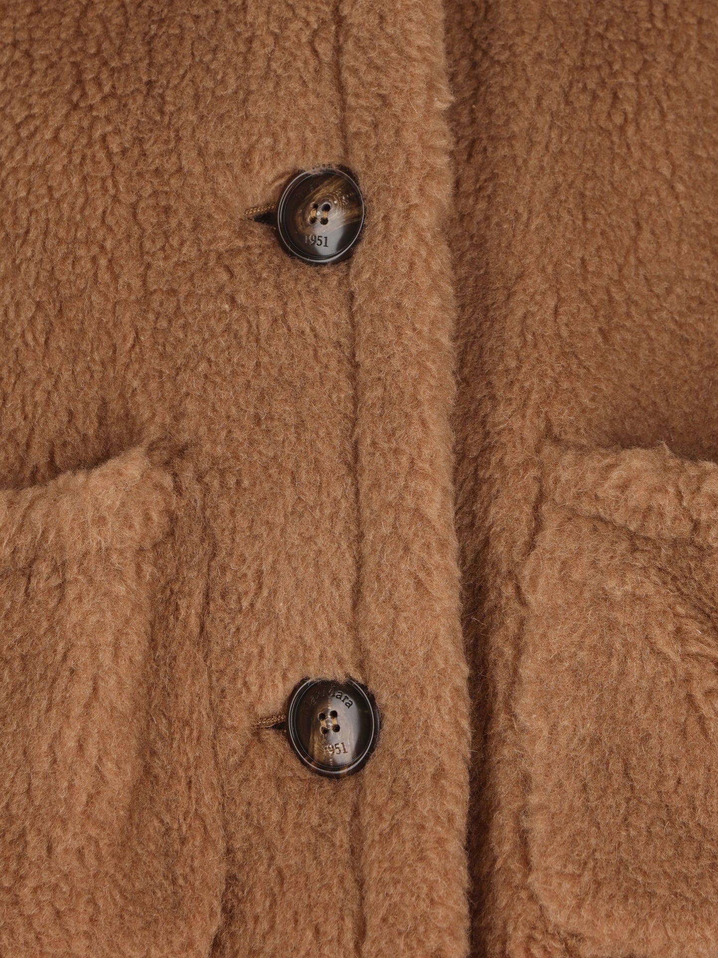MAX MARA｜Cappa Corta Teddy in Cammello e Seta 画像3